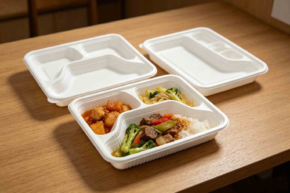 Fully degradable checkered lunch box